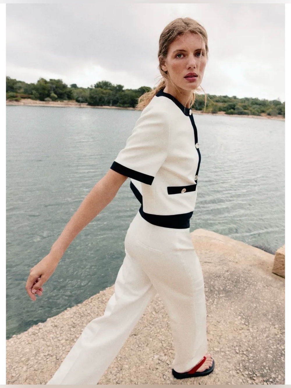 Zara Cream Wide-Leg Pants